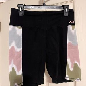 Vans Women's Black Shorts with Camouflage Accents